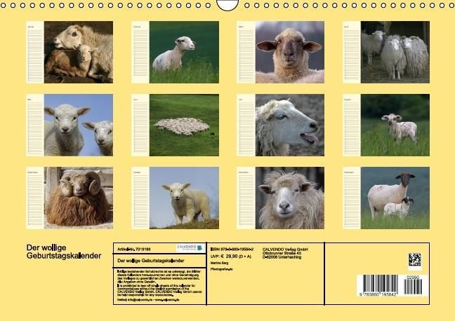 Produktbild: Der wollige Geburtstagskalender (Wandkalender immerw&auml;hrend DIN A3 quer)