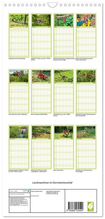 Produktbild: Familienplaner 2027 - Landmaschinen im Dornr&ouml;schenschlaf mit 5 Spalten (Wandkalender, 21 x 45 cm) CALVENDO