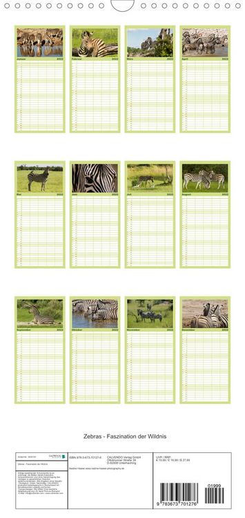 Produktbild: Familienplaner Zebras - Faszination der Wildnis (Wandkalender 2022 , 21 cm x 45 cm, hoch)