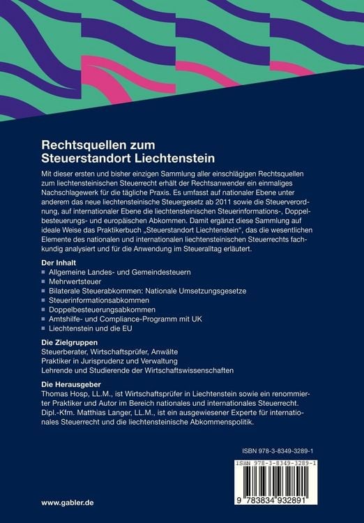 Produktbild: Rechtsquellen zum Steuerstandort Liechtenstein