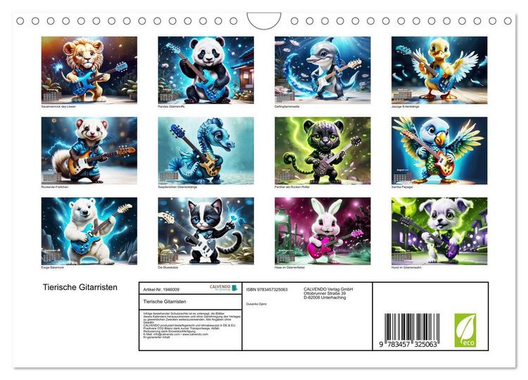 Produktbild: Tierische Gitarristen (Wandkalender 2026 DIN A4 quer), CALVENDO Monatskalender