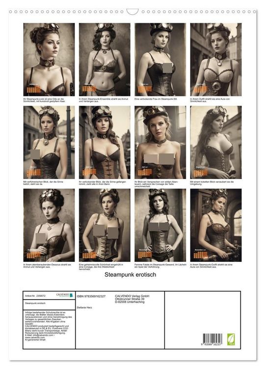 Produktbild: Steampunk erotisch (Wandkalender 2027 DIN A2 hoch), CALVENDO Monatskalender