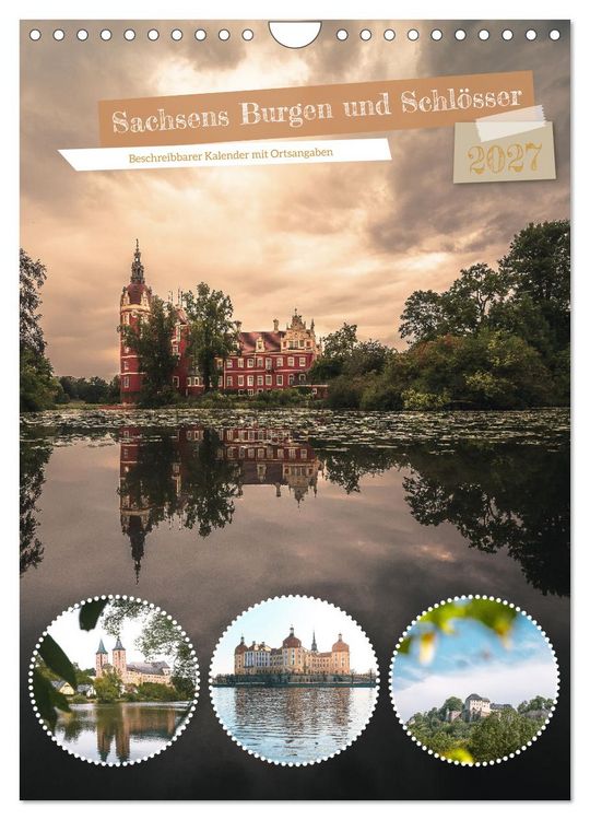 Produktbild: Sachsens Burgen und Schl&ouml;sser - Beschreibbarer Kalender mit Ortsangaben (Wandkalender 2027 DIN A4 hoch), CALVENDO Monatskalender
