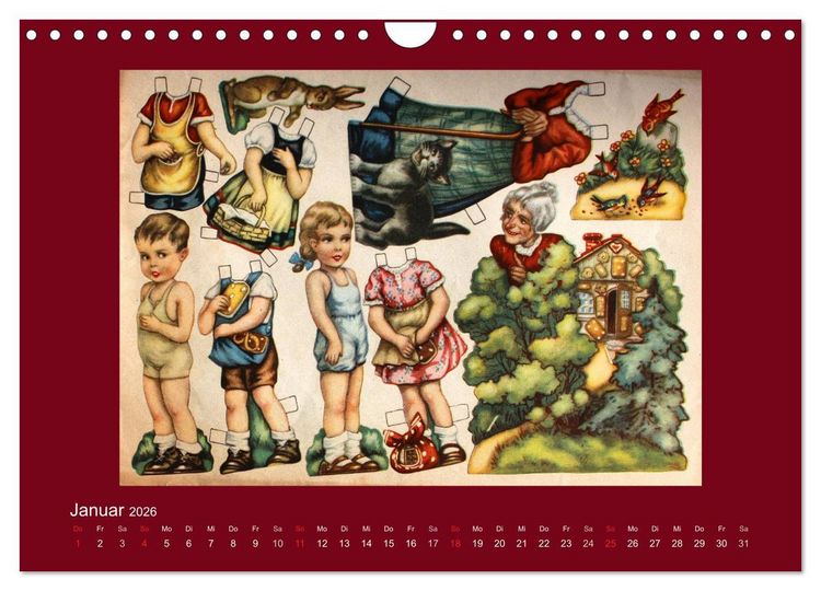 Produktbild: Alte europ&auml;ische Ankleidepuppen aus Papier (Wandkalender 2026 DIN A4 quer), CALVENDO Monatskalender