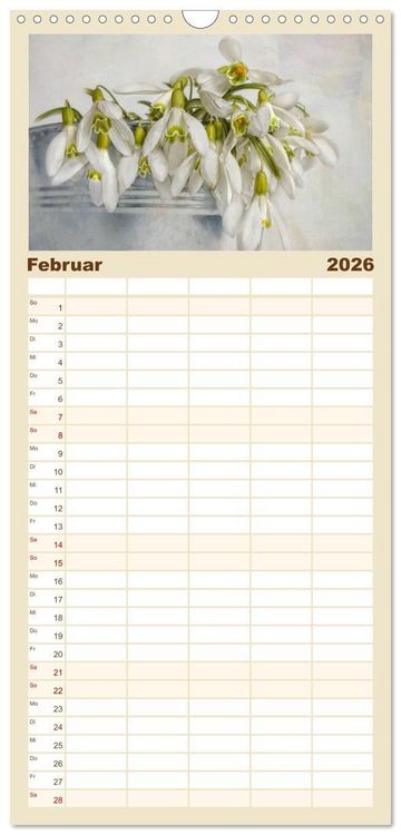 Produktbild: Familienplaner 2026 - Vintage Flowers mit 5 Spalten (Wandkalender, 21 x 45 cm) CALVENDO