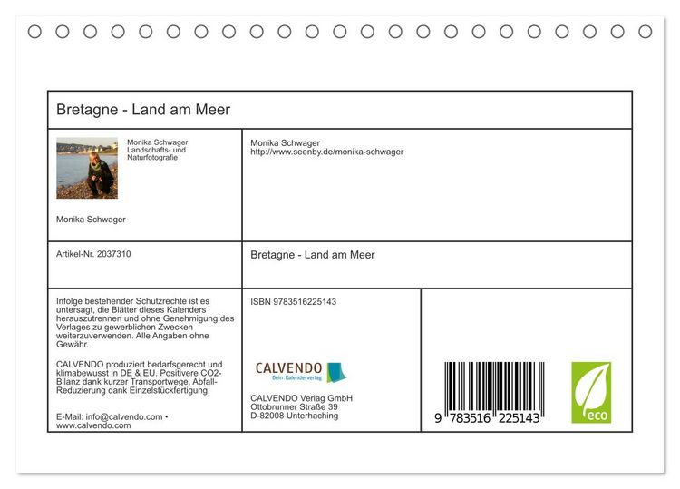 Produktbild: Bretagne - Land am Meer (Tischkalender 2026 DIN A5 quer), CALVENDO Monatskalender