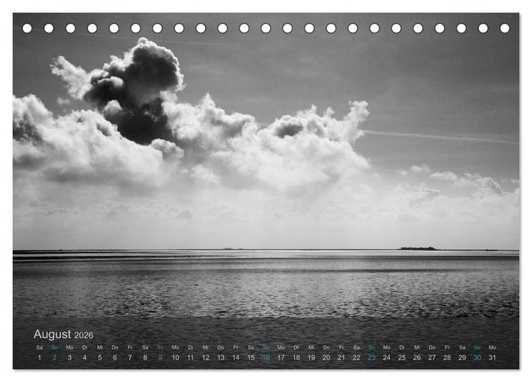 Produktbild: Seest&uuml;cke. Schwarzwei&szlig;e Nordseeimpressionen 2026 (Tischkalender 2026 DIN A5 quer), CALVENDO Monatskalender