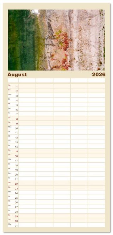 Produktbild: Familienplaner 2026 - ABOVE - Die Welt von oben in ihrer abstraktesten Form mit 5 Spalten (Wandkalender, 21 x 45 cm) CALVENDO