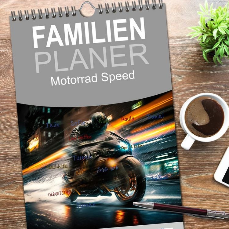 Produktbild: Familienplaner 2026 - Motorrad Speed mit 5 Spalten (Wandkalender, 21 x 45 cm) CALVENDO