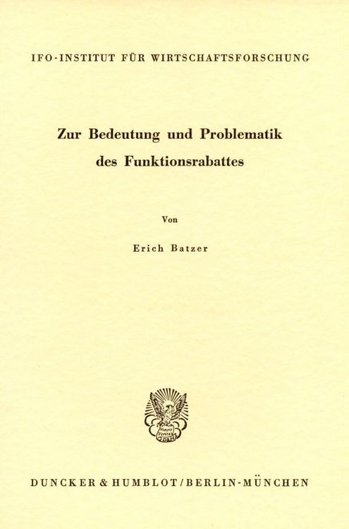 Produktbild: Zur Bedeutung und Problematik des Funktionsrabattes.