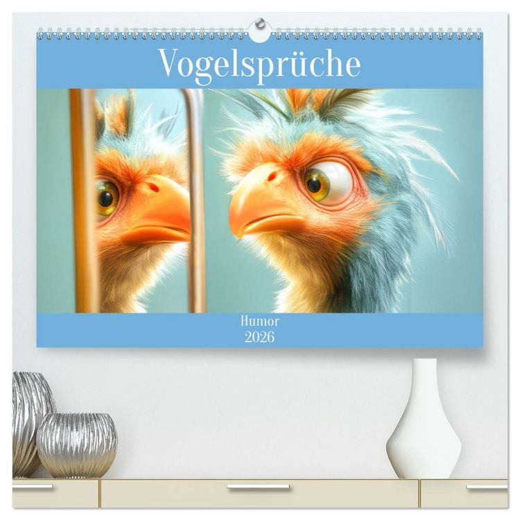Produktbild: Vogelspr&uuml;che - Humor (hochwertiger Premium Wandkalender 2026 DIN A2 quer), Kunstdruck in Hochglanz