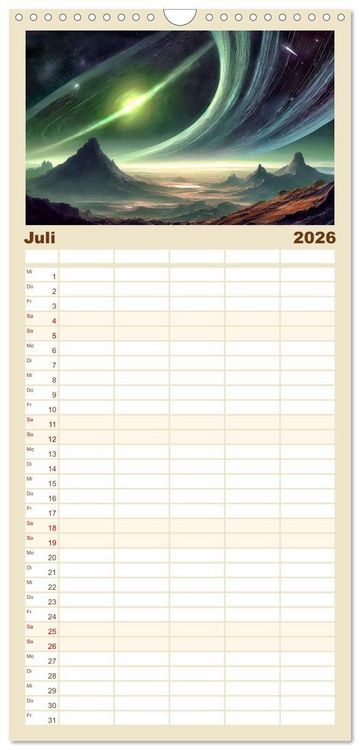 Produktbild: Familienplaner 2026 - Der Zauber fremder Welten mit 5 Spalten (Wandkalender, 21 x 45 cm) CALVENDO