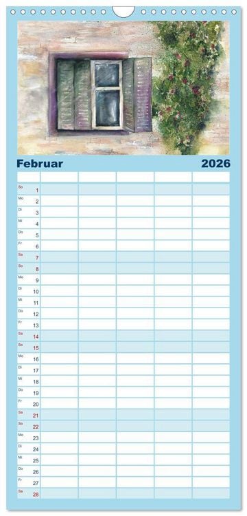 Produktbild: Familienplaner 2026 - Malerische Dorfansichten in Aquarell mit 5 Spalten (Wandkalender, 21 x 45 cm) CALVENDO