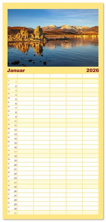 Produktbild: Familienplaner 2026 - USA - Der S&uuml;dwesten mit 5 Spalten (Wandkalender, 21 x 45 cm) CALVENDO