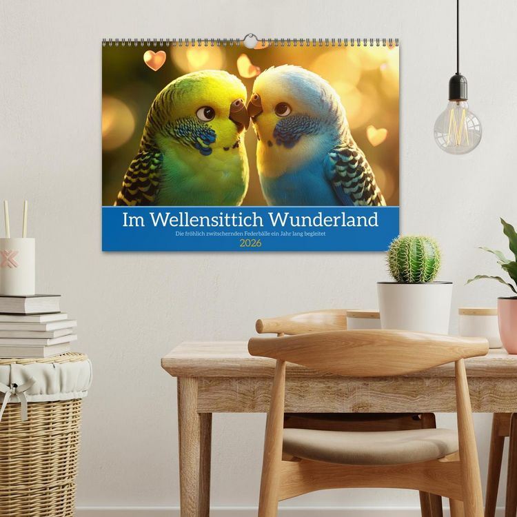 Produktbild: Im Wellensittich Wunderland (Wandkalender 2026 DIN A3 quer), CALVENDO Monatskalender