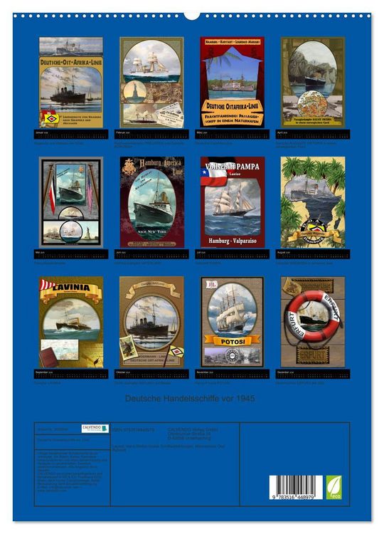 Produktbild: Deutsche Handelsschiffe vor 1945 (hochwertiger Premium Wandkalender 2026 DIN A2 hoch), Kunstdruck in Hochglanz