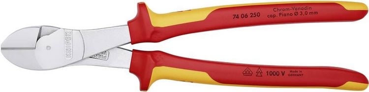 Produktbild: Knipex 74 06 250 VDE Kraft-Seitenschneider mit Facette 250mm