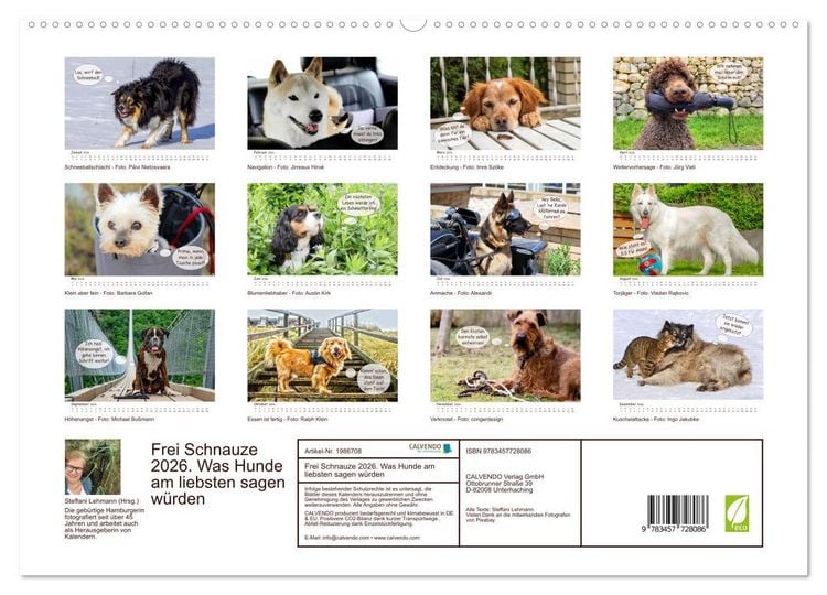 Produktbild: Frei Schnauze 2026. Was Hunde am liebsten sagen w&uuml;rden (hochwertiger Premium Wandkalender 2026 DIN A2 quer), Kunstdruck in Hochglanz