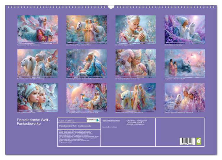 Produktbild: Paradiesische Welt - Fantasiewerke (Wandkalender 2026 DIN A2 quer), CALVENDO Monatskalender