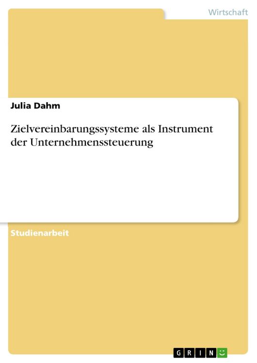 Produktbild: Zielvereinbarungssysteme als Instrument der Unternehmenssteuerung