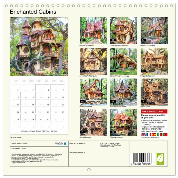 Produktbild: Enchanted Cabins (Wall Calendar 2026 12 &times; 12 Inch) CALVENDO 12 Month Wall Calendar