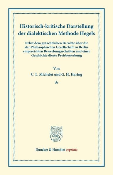 Produktbild: Historisch-kritische Darstellung der dialektischen Methode Hegels.