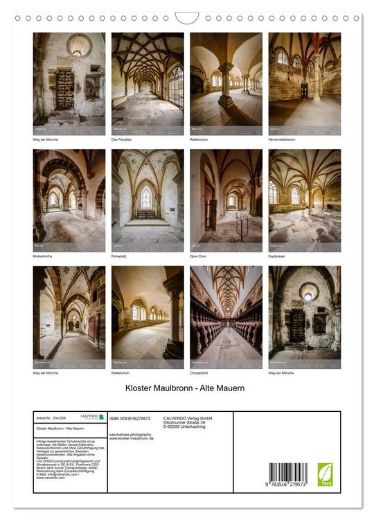 Produktbild: Kloster Maulbronn - Alte Mauern (Wandkalender 2026 DIN A3 hoch), CALVENDO Monatskalender