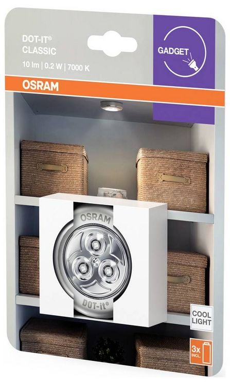 Produktbild: OSRAM HOMELIGHTING DOT-it Classic Silver 4099854531293 LED-Nachtlicht Kaltwei&szlig; Silver