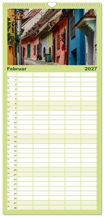 Produktbild: Familienplaner 2027 - Mittelalterliche St&auml;dte Rum&auml;niens mit 5 Spalten (Wandkalender, 21 x 45 cm) CALVENDO