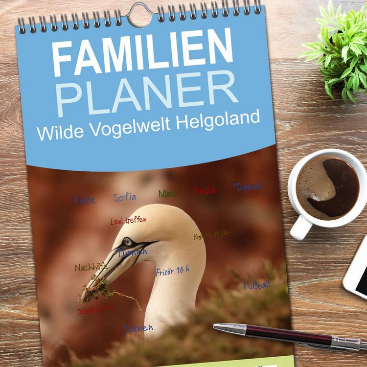 Produktbild: Familienplaner 2026 - Wilde Vogelwelt Helgoland mit 5 Spalten (Wandkalender, 21 x 45 cm) CALVENDO