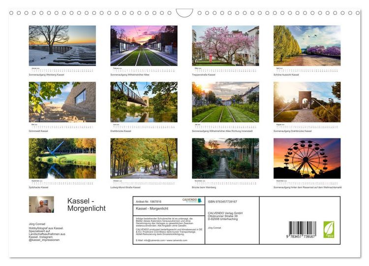 Produktbild: Kassel - Morgenlicht (Wandkalender 2026 DIN A3 quer), CALVENDO Monatskalender