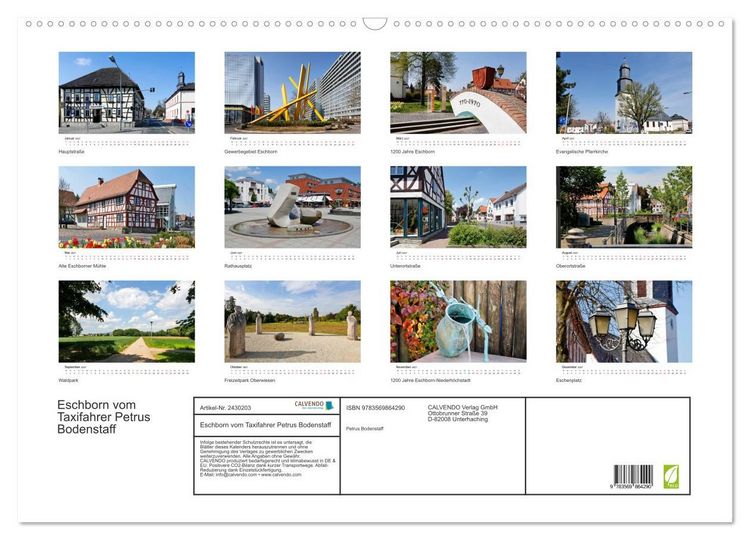 Produktbild: Eschborn vom Taxifahrer Petrus Bodenstaff (Wandkalender 2027 DIN A2 quer), CALVENDO Monatskalender
