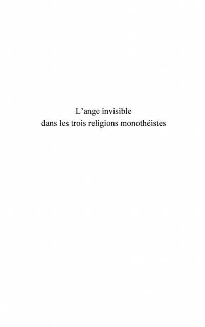 Produktbild: L'ange invisible dans les trois religions monotheistes