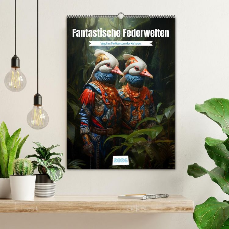 Produktbild: Fantastische Federwelten (Wandkalender 2026 DIN A2 hoch), CALVENDO Monatskalender