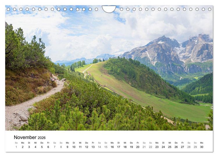 Produktbild: Wanderziele S&uuml;dtiroler Dolomiten - Region Gadertal und Buchenstein (Wandkalender 2026 DIN A4 quer), CALVENDO Monatskalender