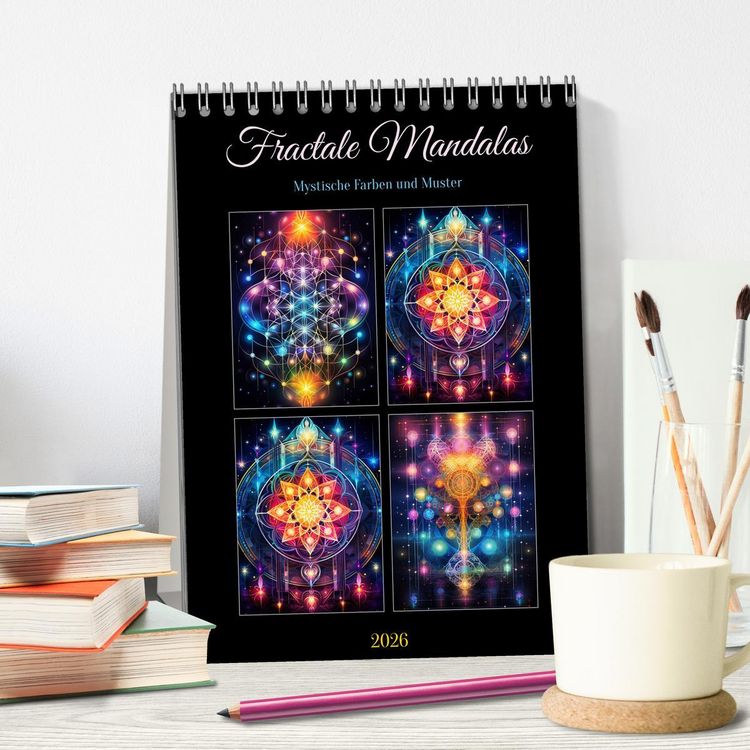 Produktbild: Fractale Mandalas (Tischkalender 2026 DIN A5 hoch), CALVENDO Monatskalender