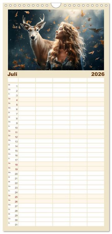 Produktbild: Familienplaner 2026 - M&auml;rchenhafte Fabelfrauen mit 5 Spalten (Wandkalender, 21 x 45 cm) CALVENDO