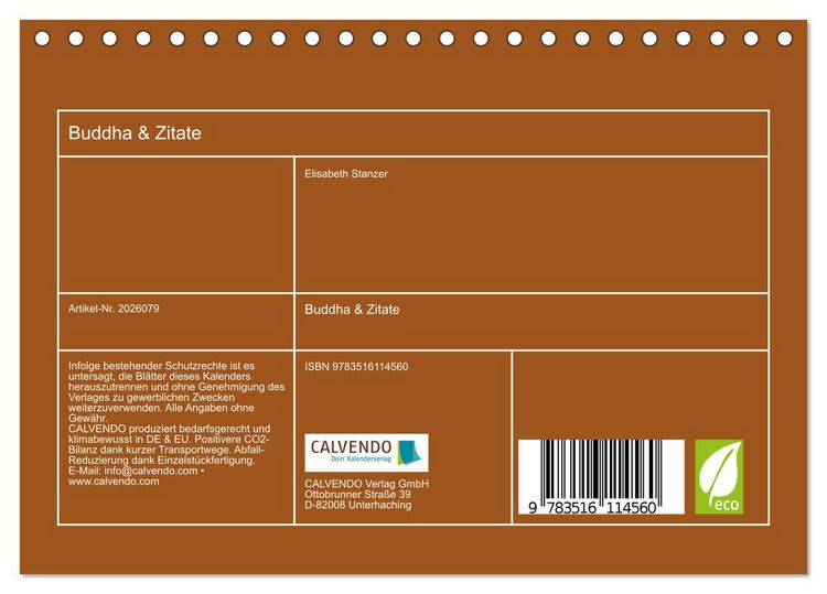 Produktbild: Buddha & Zitate (Tischkalender 2026 DIN A5 quer), CALVENDO Monatskalender