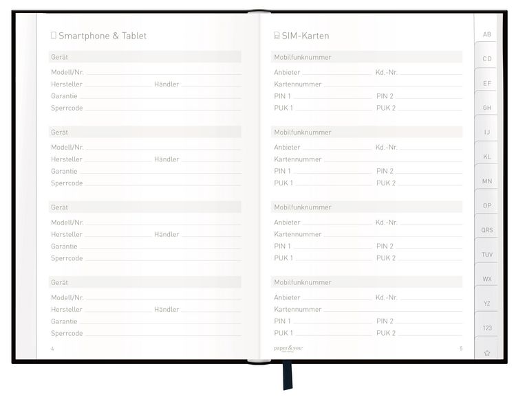Produktbild: Passwort-Organizer A6+