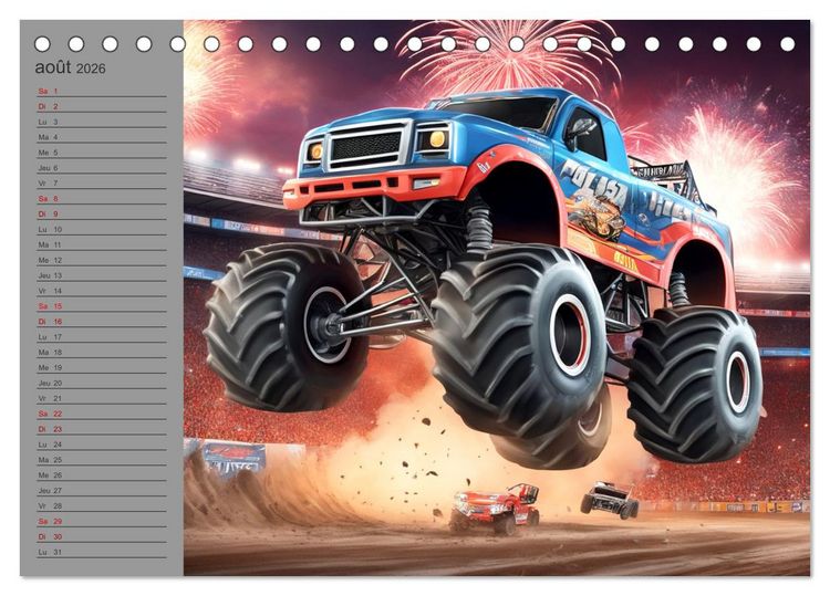Produktbild: Monster trucks La confrontation ultime (Calendrier de bureau 2026 DIN A5 vertical), CALVENDO calendrier mensuel