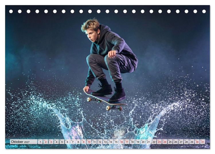 Produktbild: Dimensionen des Skateboarding (Tischkalender 2027 DIN A5 quer), CALVENDO Monatskalender