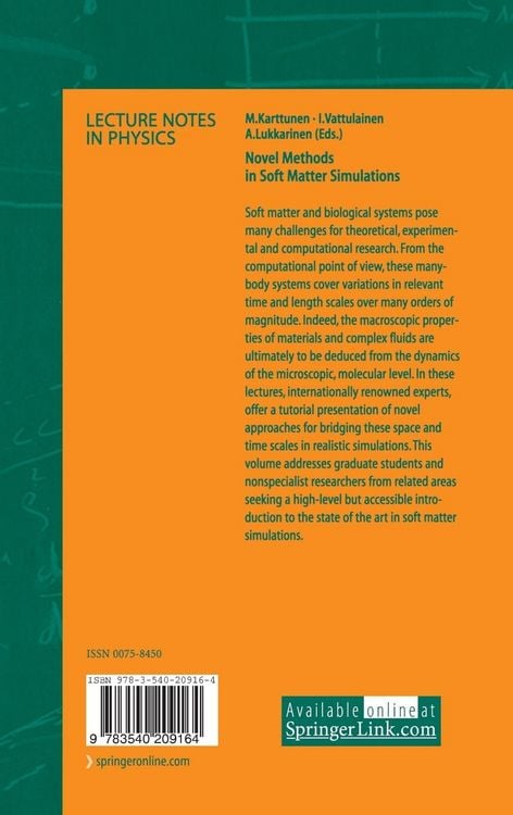 Produktbild: Novel Methods in Soft Matter Simulations