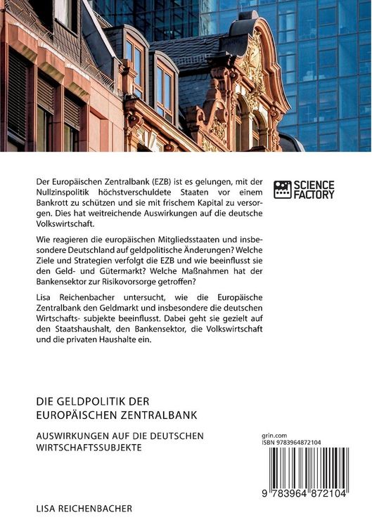 Produktbild: Die Geldpolitik der Europ&auml;ischen Zentralbank. Auswirkungen auf die deutschen Wirtschaftssubjekte