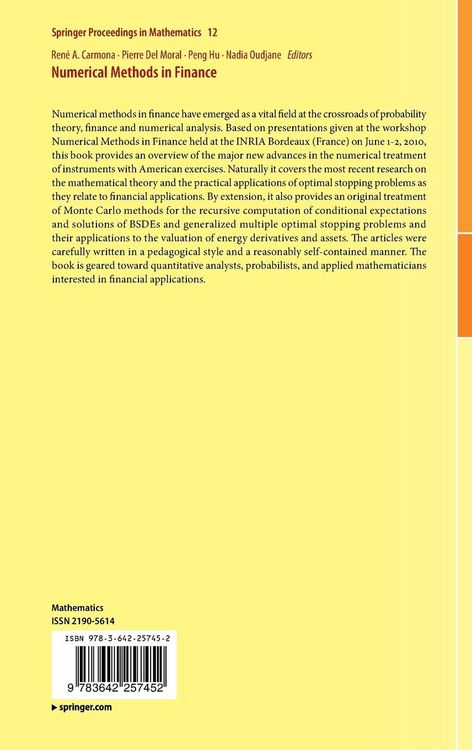 Produktbild: Numerical Methods in Finance