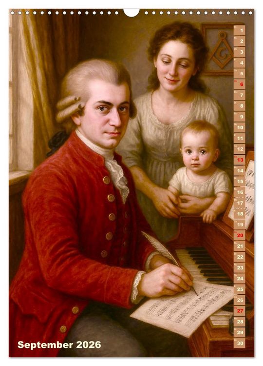Produktbild: Wolfgang Amadeus Mozart. Sein Leben, seine Werke (Wandkalender 2026 DIN A3 hoch), CALVENDO Monatskalender