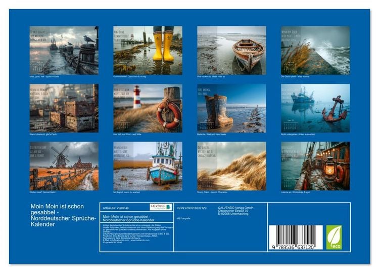 Produktbild: Moin Moin ist schon gesabbel - Norddeutscher Spr&uuml;che-Kalender (Wandkalender 2026 DIN A4 quer), CALVENDO Monatskalender