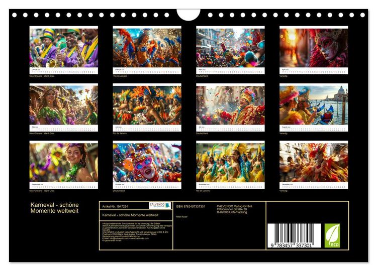 Produktbild: Karneval - sch&ouml;ne Momente weltweit (Wandkalender 2026 DIN A4 quer), CALVENDO Monatskalender