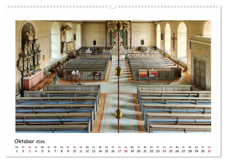 Produktbild: Schwedische Kirchen auf dem St.Olavsweg (hochwertiger Premium Wandkalender 2026 DIN A2 quer), Kunstdruck in Hochglanz