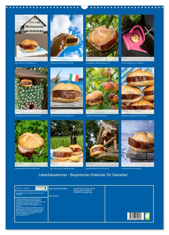 Produktbild: Leberk&auml;ssemmel - Bayerischer Kalender f&uuml;r Genie&szlig;er (Wandkalender 2026 DIN A2 hoch), CALVENDO Monatskalender