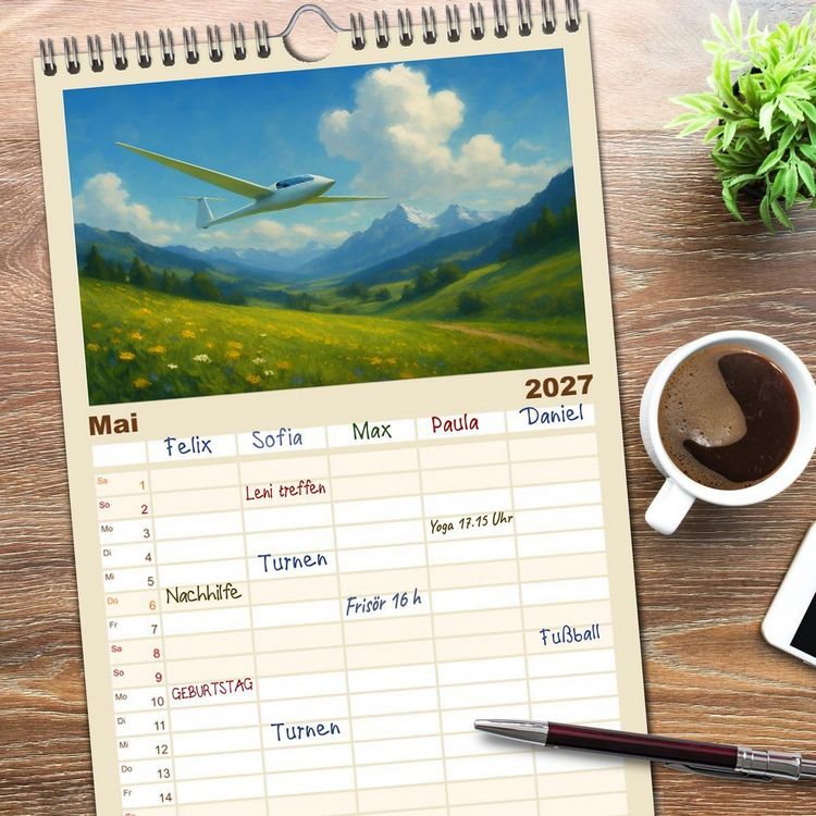 Produktbild: Familienplaner 2027 - Wind bewegt die Welt mit 5 Spalten (Wandkalender, 21 x 45 cm) CALVENDO